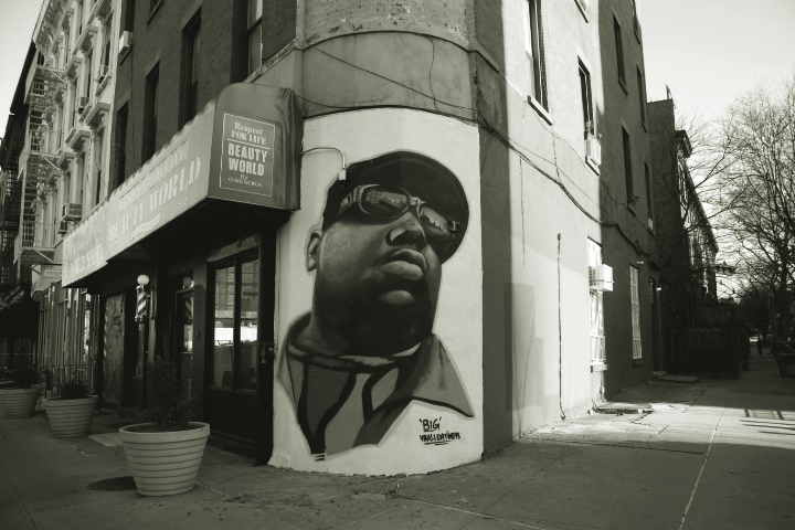 Biggie Smalls mural on Fulton Street.