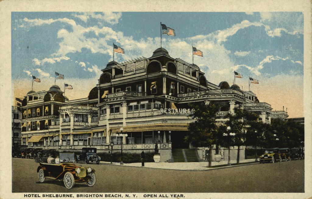 A postcard from the 19th Century of the Hotel Shellburne in Brighton Beach, Brooklyn. 