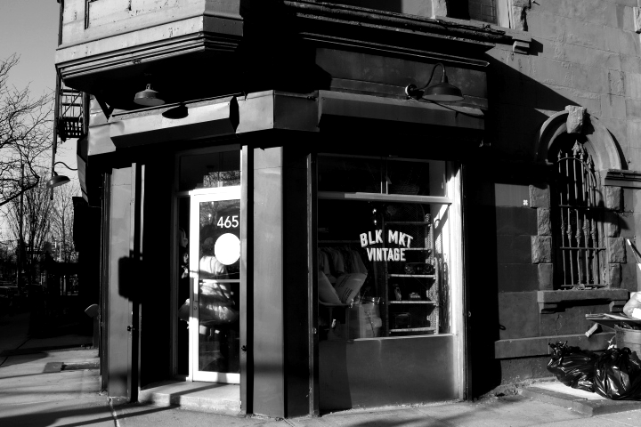 BLK MKT Vintage storefront at 465 Marcus Garvey Blvd. in Bedford Stuyvesant, Brooklyn, NY. 