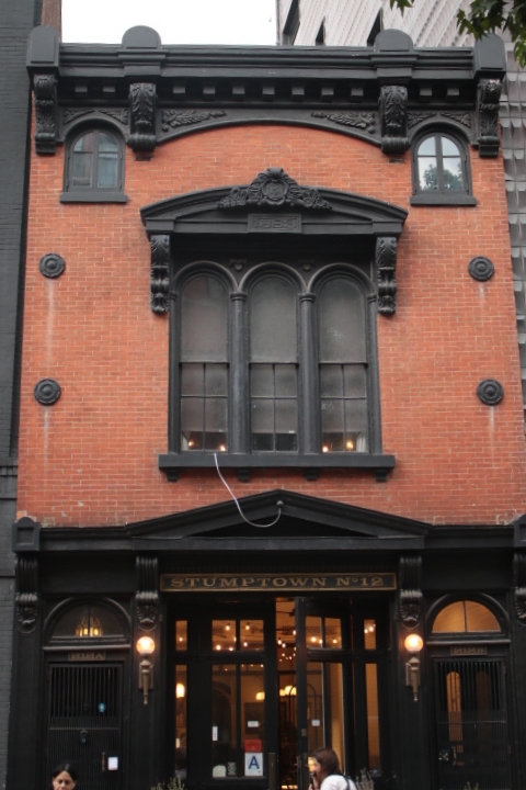 An old, 19th Century building facade in Cobble Hill. 